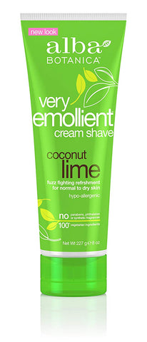 Alba Botanica Very Emollient Cream Shave Coconut Lime-8 Oz