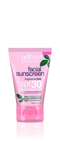 Alba Botanica Facial Sunscreen Spf 30 Fragrance Free-4 Oz