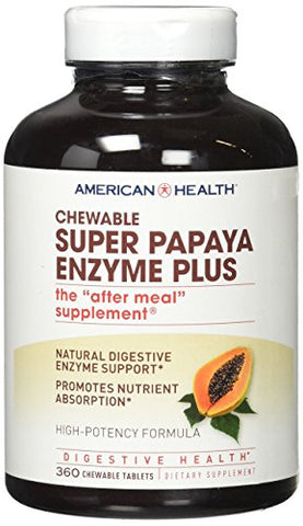 American Health Super Papaya Enzyme Plus-360 Chewable Tablets