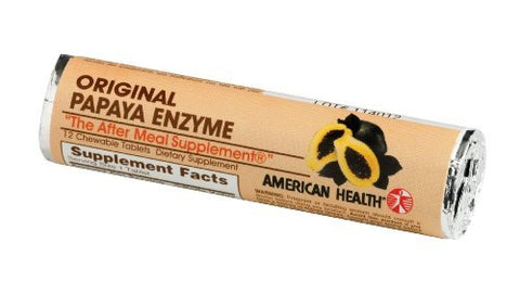 American Health Original Papaya Enzyme-12 Chewable Tablets