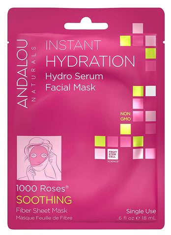 Andalou Naturals Instant Hydration Hydro Serum Facial Mask With 1000 Roses-0.6 Oz