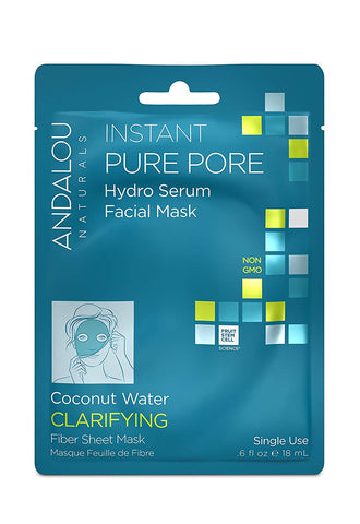 Andalou Naturals Instant Pure Pore Hydro Serum Facial Mask With Coconut Water-0.6 Oz