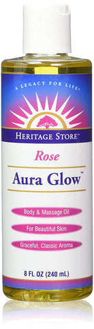 Heritage Store Aura Glow Body & Massage Oil Rose-8 Oz