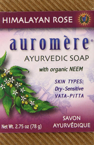 Auromere Ayurvedic Soap With Organic Neem Himalayan Rose-2.75 Oz