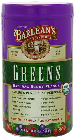 Barlean's Greens Berry Flavor 30 Day Supply-8.78 Oz