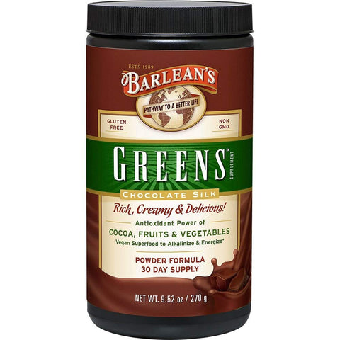 Barlean's Greens Chocolate Silk 45 Day Supply-9.52 Oz