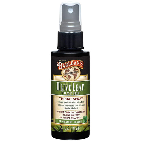 Barlean's Olive Leaf Throat Complex Throat Spray Peppermint Flavor-1.5 Oz