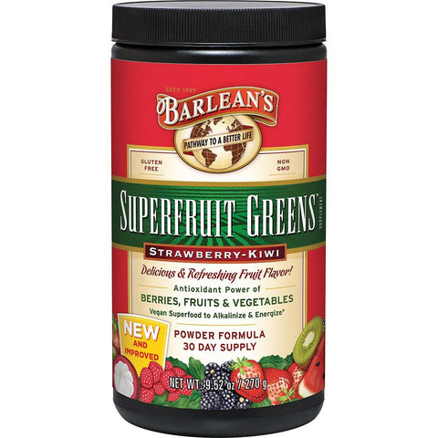 Barlean's Super Fruit Greens Strawberry Kiwi 30 day Supply-9.52 Oz