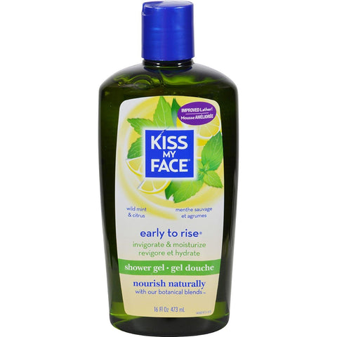 Kiss My Face Early To Rise Invigorate & Moisture Shower Gel Wild Mint & Citrus-16 Oz