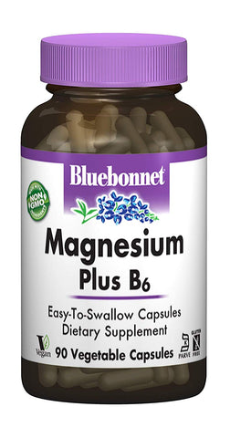 Bluebonnet Magnesium Plus B6 Dietary Supplement-90 Vegetable Capsules