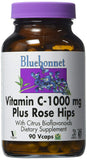 Bluebonnet Vitamin C-1000 Mg Plus Rose Hips-90 Vegetable Capsules