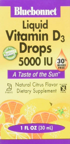 Bluebonnet Liquid Vitamin D3 Drops 5000 IU Citrus Flavor-1 Oz