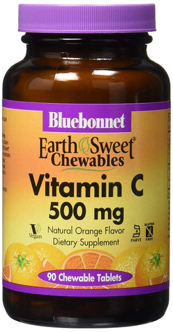 Bluebonnet Vitamin C 500 Mg Natural Orange Flavor-90 Chewable Tablets