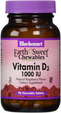 Bluebonnet Earth Sweet Vitamin D3 1000 IU Natural Raspberry Flavor-90 Chewable Tablets