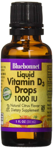 Bluebonnet Liquid Vitamin D3 Drops 1000 IU Citrus Flavor-1 Oz