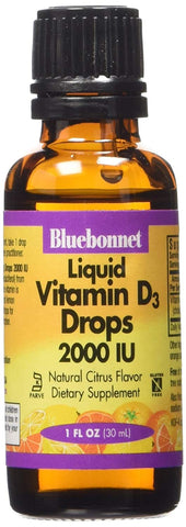 Bluebonnet Liquid Vitamin D3 Drops 2000 IU Citrus Flavor-1 Oz