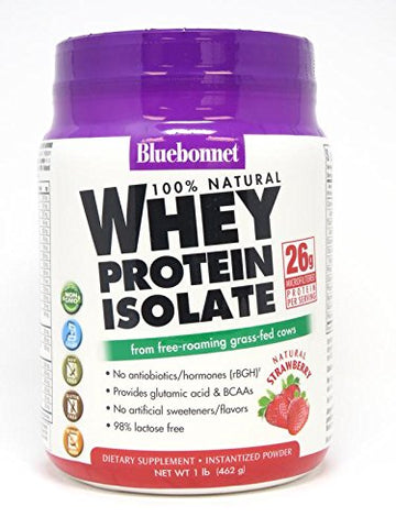 Bluebonnet Whey Protein Isolate Strawberry Flavor-1 Lb