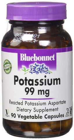 Bluebonnet Potassium 99 Mg Reacted Potassium Aspartate-90 Vegetable Capsules