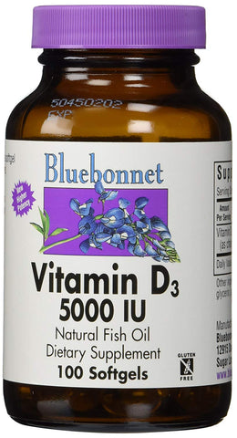 Bluebonnet Vitamin D3 5000 IU Natural Fish Oil-100 Softgels