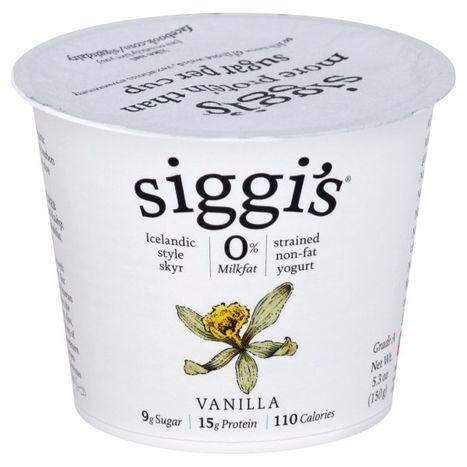 Siggis Yogurt, Non-Fat, Icelandic Style Skyr, Strained, Vanilla - 5.3 Ounces