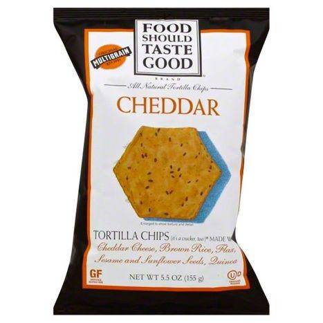 Food Should Taste Good Tortilla Chips, Cheddar - 5.5 Ounces