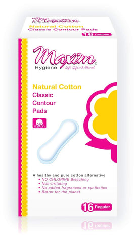 Maxim Natural Cotton Classic Countour Pads Regular-16 Pads