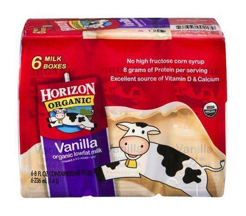 Horizon Organic Milk, Lowfat, Vanilla - 6 Count
