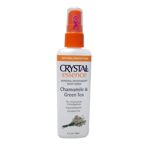 Crystal Essence Mineral Deodorant Body Spray Chamomile & Green Tea-4 Oz