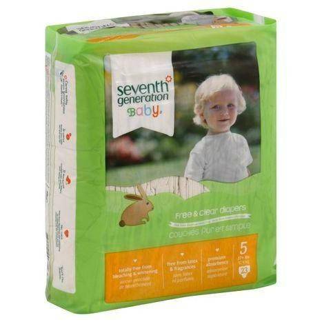 Seventh Generation Diapers, Free & Clear, Size 5 (27-35 lbs) - 23 Each