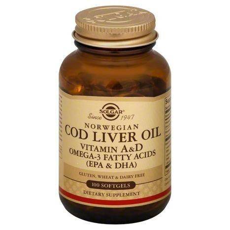 Solgar Cod Liver Oil, Vitamins A & D, Softgels - 100 Each