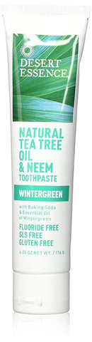 Desert Essence Natural Tea Tree Oil & Neem Toothpaste Wintergreen-6.25 Oz