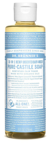 Dr.Bronner's Pure Castile Soap 18 In 1 Hemp Unscented-8 Oz