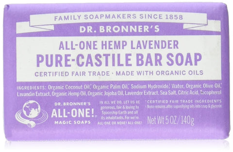 Dr.Bronner's Pure Castile Bar Soap All-One Hemp Lavender-5 Oz