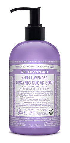 Dr.Bronner's Organic Sugar Soap 4 In 1 Lavender-12 Oz