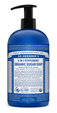 Dr.Bronner's Organic Pump Soap 4 In 1 Sugar Peppermint-24 Oz