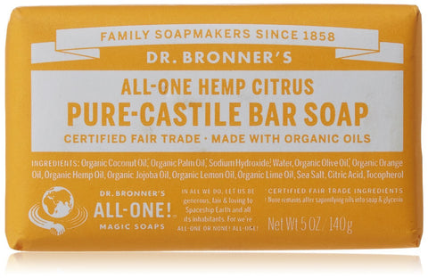 Dr.Bronner's Pure Castile Bar Soap All-One Hemp Citrus-5 Oz