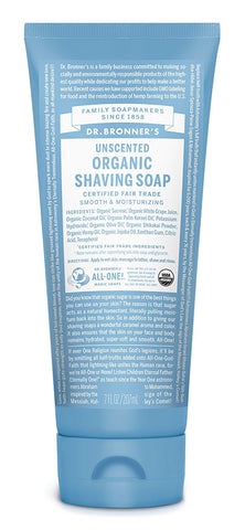 Dr.Bronner's Organic Shaving Soap Unscented-7 Oz