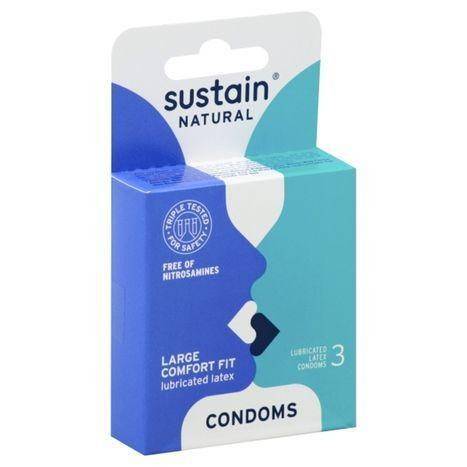 Sustain Natural Condoms, Comfort Fit, Large - 3 Each