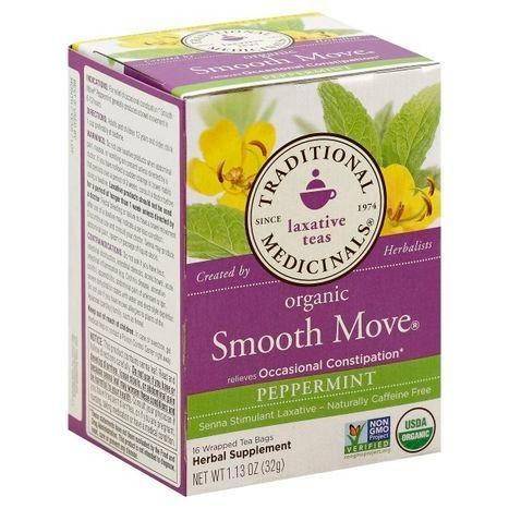 Traditional Medicinals Laxative Tea, Senna Stimulant, Smooth Move, Peppermint, Wrapped Tea Bags - 16 Each