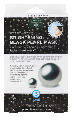 Earth Therapeutics Brightening Black Pearl Mask Facial Sheet Mask-3 Pack