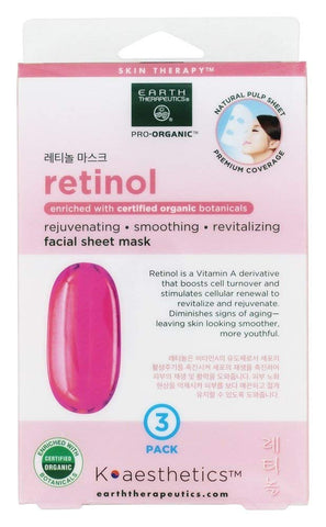 Earth Therapeutics Retinol Facial Sheet Mask-3 Pack