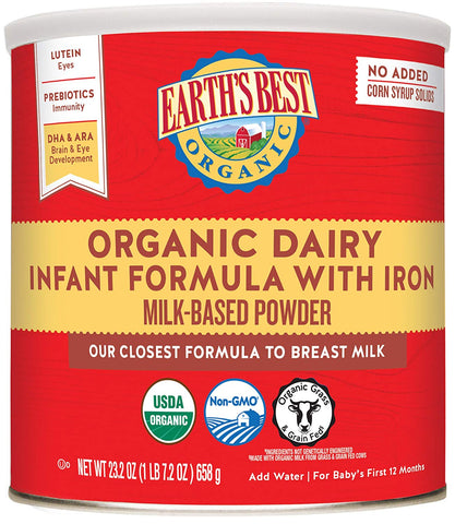 Earth's Best Organic Infant Formula With Iron Milk Based Powder-23.2 Oz