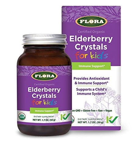 Flora Organic Elderberry Crystals For Kids Immune Support-1.7 Oz