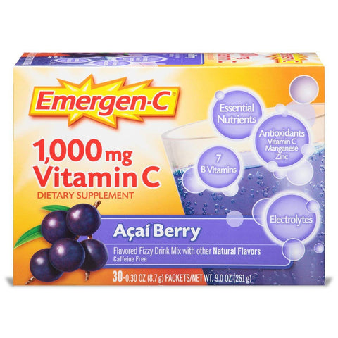 Emergen-C Vitamin C 1000 Mg Acai Berry Flavor 30 Packets-9 Oz