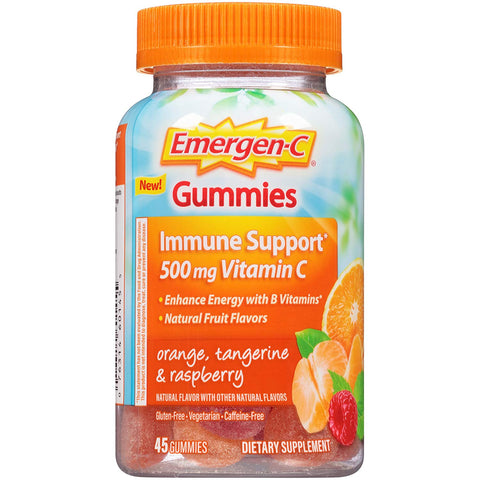 Emergen-C Immune Support 500 Mg Vitamin C Orange, Tangerine & Raspberry Flavor-45 Gummies