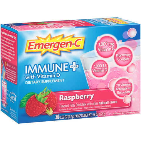 Emergen-C Immune+ Vitamin D Raspberry Flavor 30 Packets-9.6 Oz