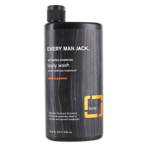 Every Man Jack Activated Charcoal Body Wash Acne Defense Treatment-16.9 Oz