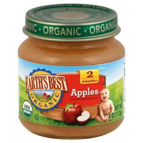 Earths Best Organic Apples, 2 (6 Months+) - 4 Ounces