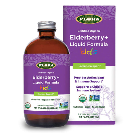 Flora Organic Elderberry Liquid Formula For Kids Immune Support-8.5 Oz