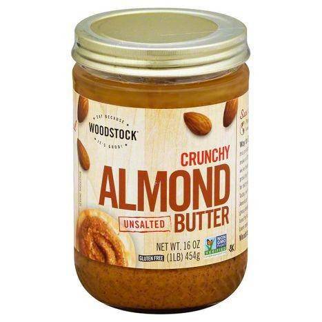 Woodstock Almond Butter, Unsalted, Crunchy - 16 Ounces